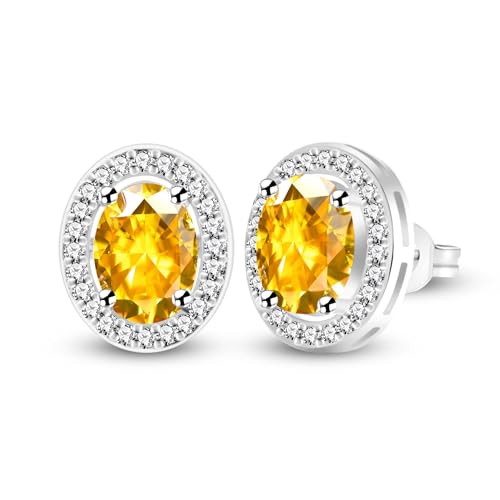 Tobestu platinbeschichtete Kristall-Ohrstecker für Damen - gelbe ovale Zirkonia Halo-Ohrstecker für den Alltag YA5119 Tobestu platinbeschichtete Kristall-Ohrstecker für Damen - gelbe ovale Zirkonia Halo-Ohrstecker für den Alltag YA5119 von Tobestu