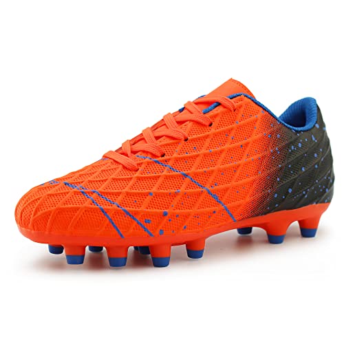Tobfis Sportliche Outdoor-Fußballschuhe für festen Boden (Kleinkind/kleines Kind/große Kinder), Orange/Abendrot im Zickzackmuster (Sunset Chevron), 11 Little Kid von Tobfis