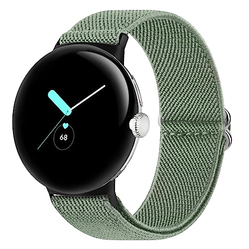 Tobfit Nur für Google Pixel Watch Armband/Google Pixel Watch 2 Armband für Herren Damen, Verstellbares Dehnbares Nylon Ersatzarmband Kompatibel mit Google Pixel Watch 2 / Pixel Watch (Grün) von Tobfit
