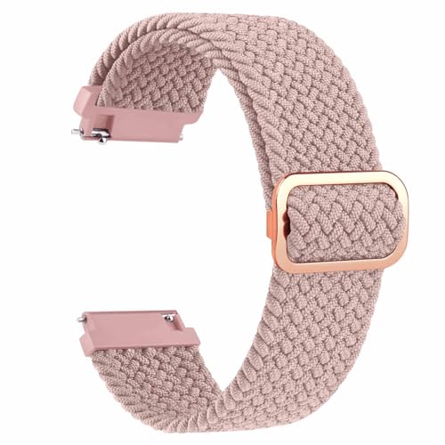 Tobfit Schnellverschluss-Uhrenarmband für Damen und Herren, 20 mm, geflochtenes Nylon, elastisch, dehnbar, verstellbare Schlaufe, Ersatzarmbänder, rosa Sand von Tobfit