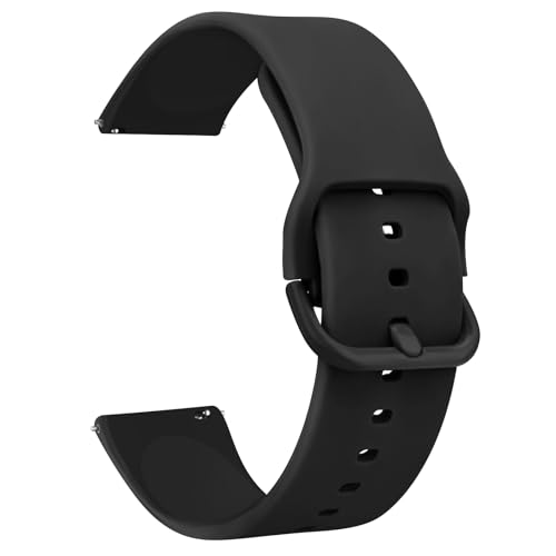 Tobfit 20 mm Schnellverschluss-Uhrenarmband für Damen und Herren, Silikon-Uhrenarmband, weiches Gummi, verstellbares Ersatzarmband, schwarz von Tobfit
