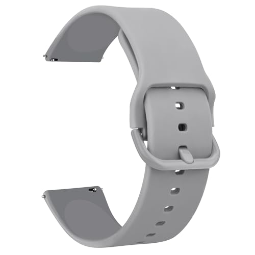 Tobfit Silikon-Uhrenarmband, 20 mm, Schnellverschluss, verstellbares Ersatzarmband für Damen und Herren, Grau von Tobfit