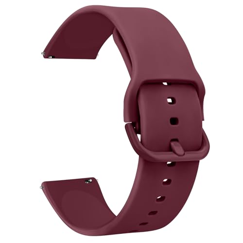 Tobfit Silikon-Uhrenarmband, 20 mm, Schnellverschluss, verstellbares Ersatzarmband für Damen und Herren, Weinrot von Tobfit