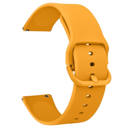 Tobfit Silikon-Uhrenarmband, 22 mm, Schnellverschluss, Gummi, verstellbares Ersatzarmband für Damen und Herren, Senfgelb von Tobfit