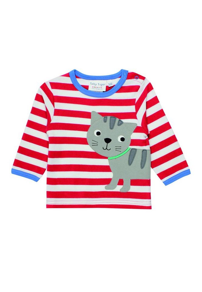 Toby Tiger Langarmshirt Langarmshirt mit Katzen Applikation von Toby Tiger