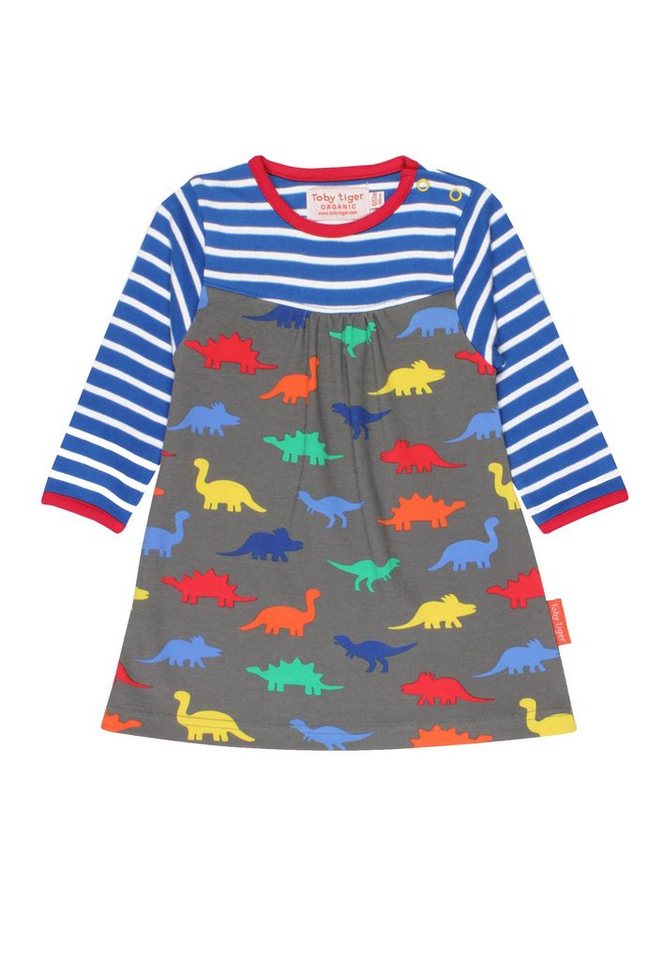 Toby Tiger Shirtkleid Kleid mit Dinosaurier und Streifen Print von Toby Tiger