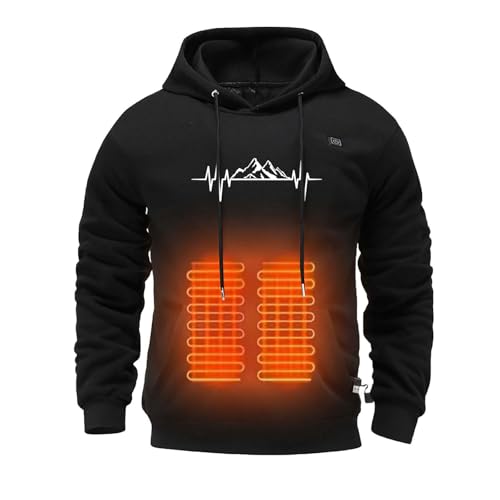 Tobysper Beheizbarer Hoodie Herren Heated Beheizter Kapuzenpullover Outoor Casual Beheizbare Sweatshirt mit Kapuze Männer Baumwolle Winterpullover Regular Fit Baumwolle Pullover Sportshirt von Tobysper