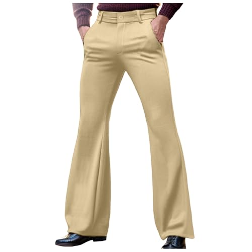 Tobysper Herren Flared RetroAnzughose Herren Schlaghose 60er 70er Glockenhose Herren Vintage Weites Bein Karneval Disco Hosen Solid Einfach Business Hose Modisch Einfach Anzughose von Tobysper