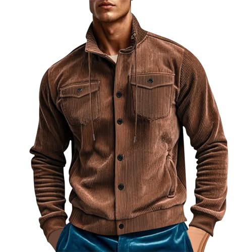 Tobysper Herren Hemd Cord Vintage Freizeithemd mit Klappentasche Männer Jacke Button Up Hemdjacke Regular Fit Langarm Winterjacke Leicht Knopfverschluss Hemdjacke Übergangsjacke Tobysper Herren Hemd Cord Vintage Freizeithemd mit Klappentasche Männer Jacke Button Up Hemdjacke Regular Fit Langarm Winterjacke Leicht Knopfverschluss Hemdjacke Übergangsjacke von Tobysper