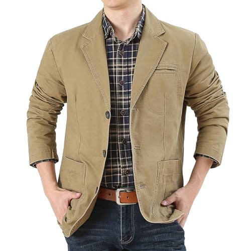 Tobysper Herren Sakko Sportlich Freizeit Blazer Regular Fit Anzug Lässig Einfarbig Eleganter Anzugjacke Baumwolle Winterjacken Reverskragen Klassischer Business Sakko Große Größen Jacke von Tobysper