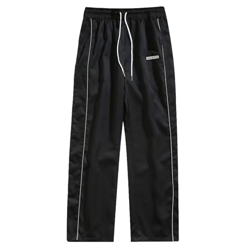 Tobysper Jogginghose Herren Freizeithose mit Seitenstreifen Lang Sporthose Trainingshose Weites Bein Baumwolle Elastische Taille Sweatpants Relaxed Fit Herbst Winter Outdoorhose von Tobysper
