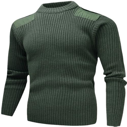 Tobysper Winter Pullover Herren Einfarbig Warmer Pulli Military Sweater Bundeswehr Pullover aus Polyacryl Strickpullover Thermo Sweater Strickpulli Strickwaren Arbeitspullover von Tobysper