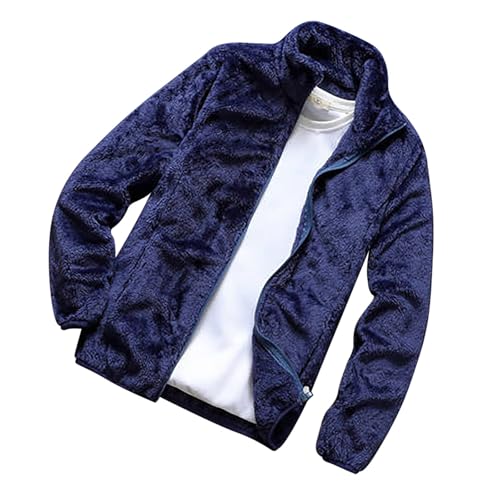 Tobysper Winterjacke Herren Warm Fleecejacke Einfarbig Plüschjacke Teddyfleece Jacken Mantel Flauschige Wintermantel Stehkragen Teddy Jacke Übergangsjacke Fleecemantel Sweatjacke von Tobysper