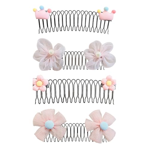 Blumenkrone gebrochene Haarpins | 4 Stile süße Fransenhaarclip | Blumenhaarhalter | Unsichtbare Seitenkämme Strong Hold Hairpins Accessoires | Haare Styling Werkzeuge für Brötchen Styling Girls Frauen von TocaFeank