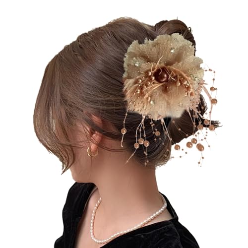 TocaFeank Blumenhaarclip, Blumenhaarclip für Frauen,Perlen Tassels Bud Haarnadel Nicht-Schlupf-Barrette - Kopfschmuck, gefälschte Blumenhaarclip für Frauen Mädchen Frisuren von TocaFeank