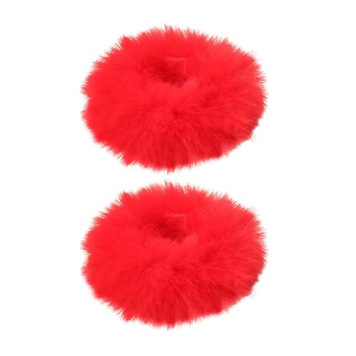 TocaFeank Elastische flauschige Haargummis, künstliche Kaninchenfell-Haargummis, Pferdeschwanzhalter-Haarschmuck für Frauen Mädchen (2 Stück der gleichen Farbe) von TocaFeank