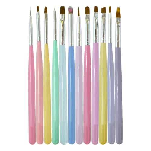 TocaFeank Nageldesign-Pinsel, dünne Nagelbürste | Nagelpinsel zum Malen, 12er-Set - Nageldesign-Pinsel-Set, Schnitz-Liner-Pinsel, Maniküre-Dotting-Stift für Frauen und Mädchen, Salon zu Hause von TocaFeank
