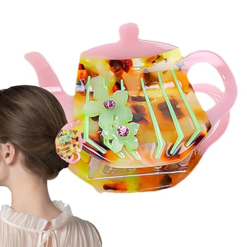 TocaFeank Teekessel-Haarspangen, Teekannen-Haarklammern | Rutschfeste Backenklammern - Haarspangen mit starkem Halt, Haarschmuck, kleine Krallenklammern für langes Haar von TocaFeank