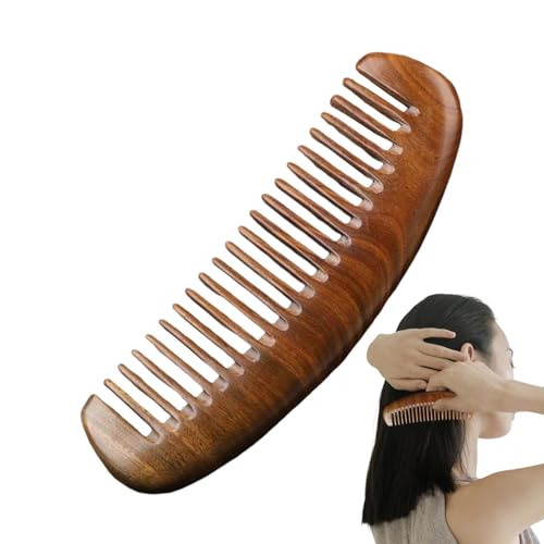 Walnut Wooden Comb | Walnut Wooden Hair Combs | Wide Tooth Comb With Handle | Anti-Static Handmade Combs Hair Care Tool | Green Sandalwood Hair Comb Scalp Massager For Women von TocaFeank
