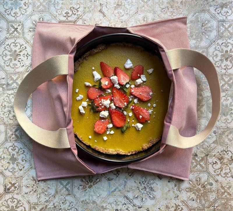 Kuchenbeutel Für Springform -Tragetasche Kuchen & Torten - Wiederverwendbar, Waschbar 20-30 cm Formen Handmade, Rosa Meliert von Tocchine