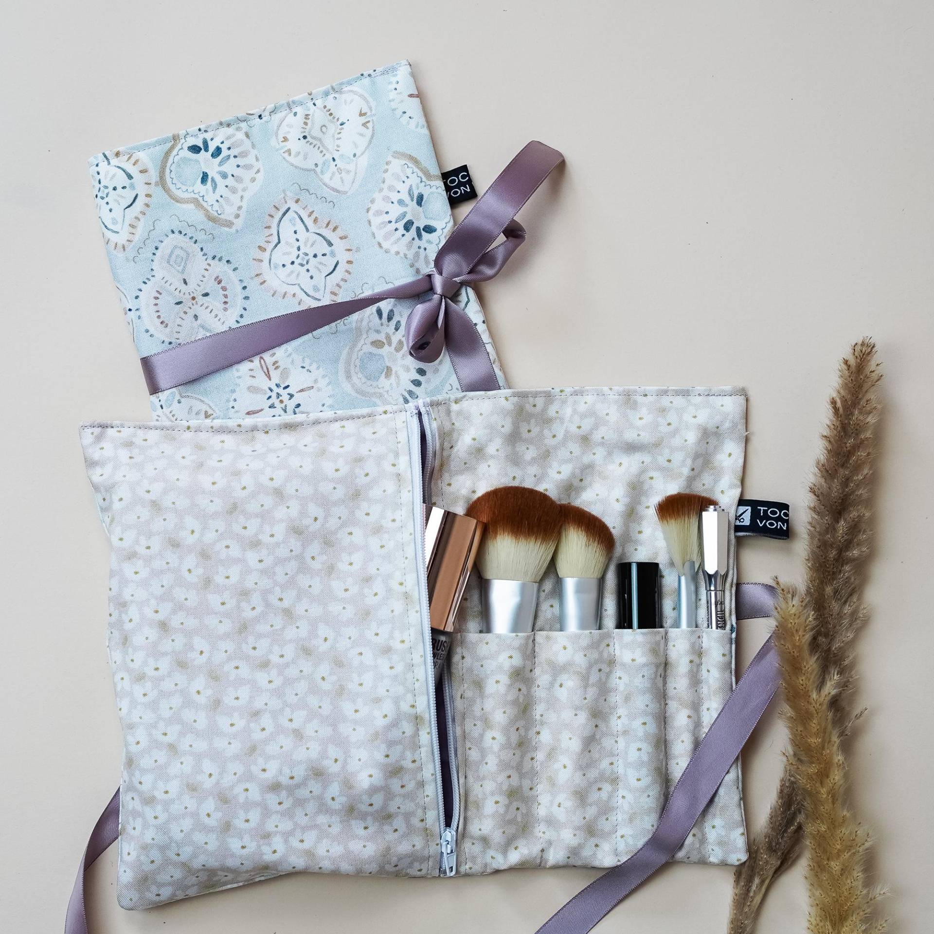 Kosmetiktasche Personalisiert Initialen Frauen, Schminktasche, Kulturtasche Beige Damen, Make-Up Organizer Aufbewahrung Tasche, Marrakesch von TochtervonWalter