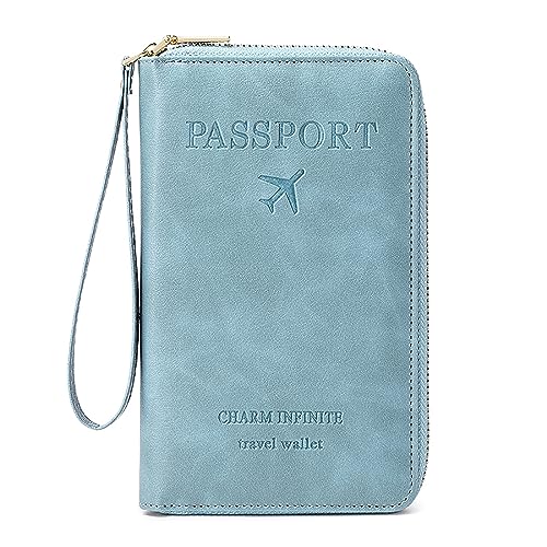 Reisepass Tasche, Travel Wallet Organizer, Reisepasshülle mit RFID Blocker für Damen und Herren, Reisezubehör Passport Tasche für Kreditkarten, Ausweis und Reisedokumente (Blau) von Toctax