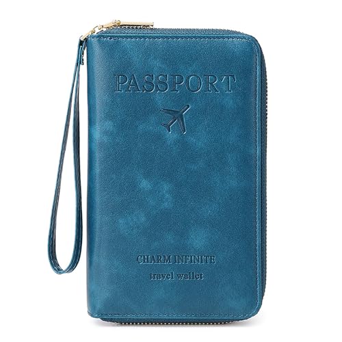 Reisepass Tasche, Travel Wallet Organizer, Reisepasshülle mit RFID Blocker für Damen und Herren, Reisezubehör Passport Tasche für Kreditkarten, Ausweis und Reisedokumente (Dunkelblau B) von Toctax