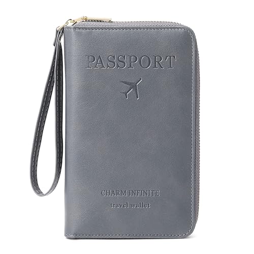 Reisepass Tasche, Travel Wallet Organizer, Reisepasshülle mit RFID Blocker für Damen und Herren, Reisezubehör Passport Tasche für Kreditkarten, Ausweis und Reisedokumente (Grau) von Toctax