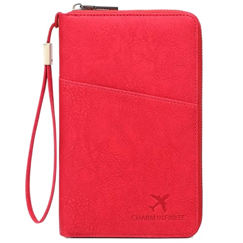 Toctax Reisepass Tasche Familie Reiseorganizer mit RFID-Blocker, Reisepass Organizer Reisepasshülle für Damen und Herren (Rot) von Toctax
