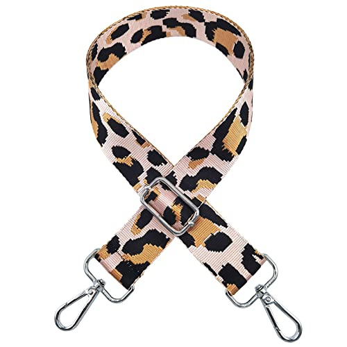 Toctax Verstellbarer Schultergurt Taschengurt Breit 3.8CM, Taschengurte zum Wechseln Mehrfarbiger Breiter Taschengurt Schulterriemen für Damen und Herren, Mädchen DIY Zubehör für Tasche(Leopard Rosa) von Toctax