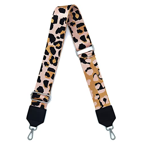 Verstellbarer Schultergurt Taschengurt Breit 5CM, Taschengurte zum Wechseln Mehrfarbiger Breiter Taschengurt Schulterriemen für Damen und Herren, Mädchen DIY Zubehör für Tasche(Leopard Rosa) von Toctax