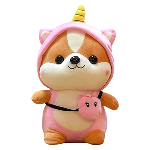 Tocwick Shiba Inu Rosa Pferd Kuscheltier im niedlichen Kostüm, weiches Pinguin-Plüsch-Kleintierbild im Hirsch-Outfit Entzückendes Kissen für Liebhaber-Freunde als Geschenk von Tocwick