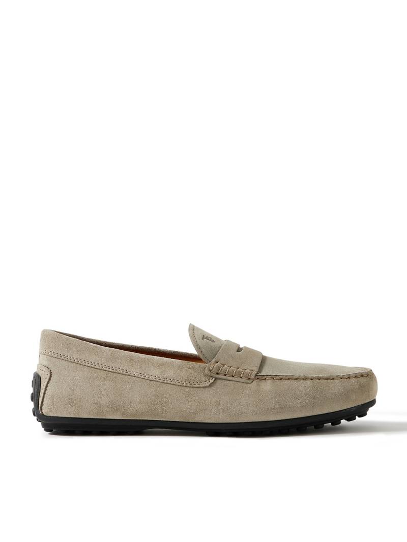 Tod's - City Gommino Logo-Debossed Suede Driving Shoes - Men - Neutrals - UK 10 von Tod's