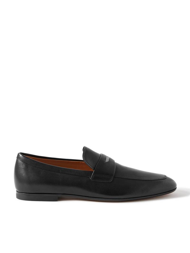Tod's - Logo-Embellished Glossed Full-Grain Leather Penny Loafers - Men - Black - UK 9.5 von Tod's