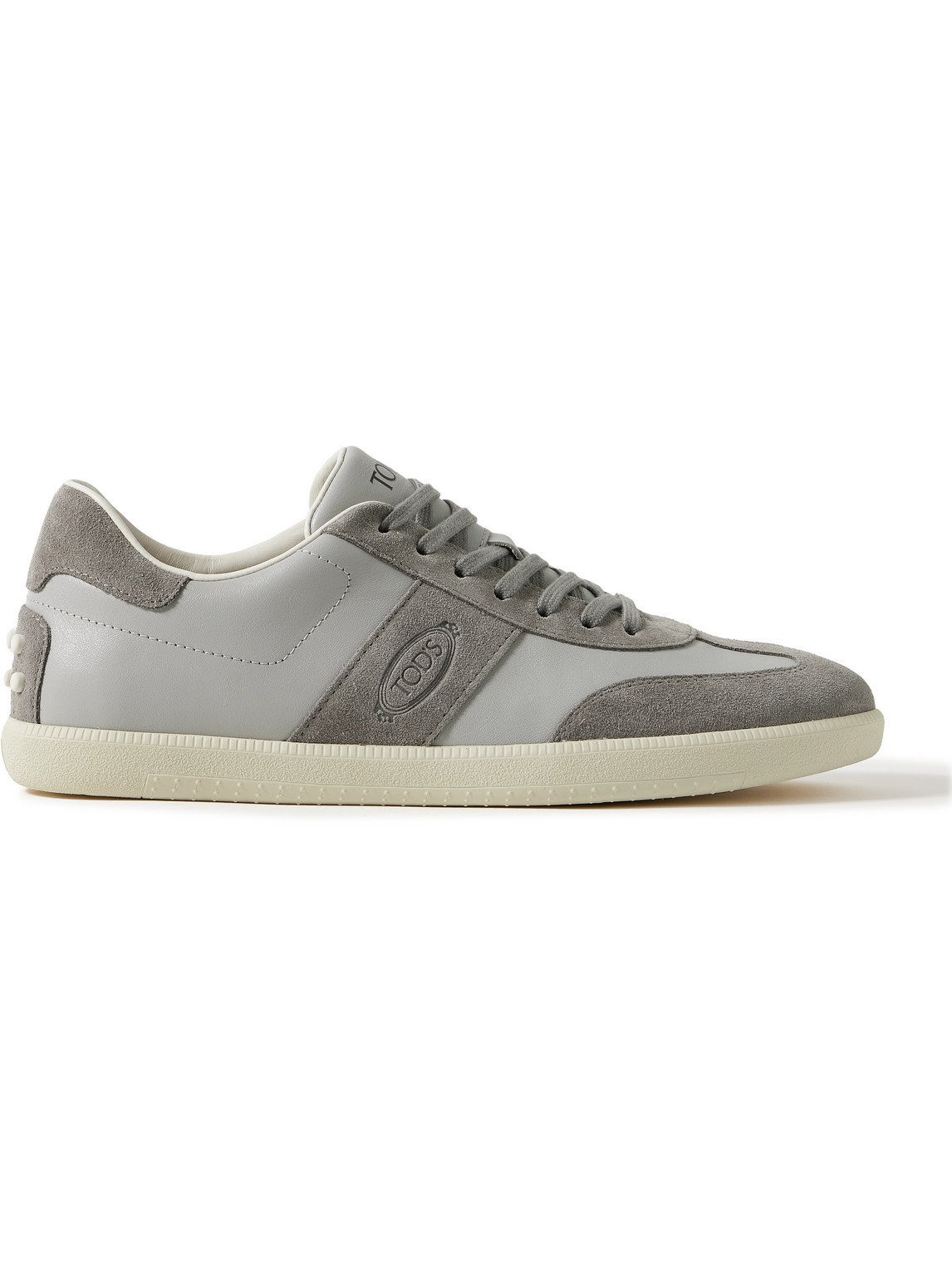 Tod's - Rubber-Trimmed Leather and Suede Sneakers - Men - Gray - UK 9.5 von Tod's