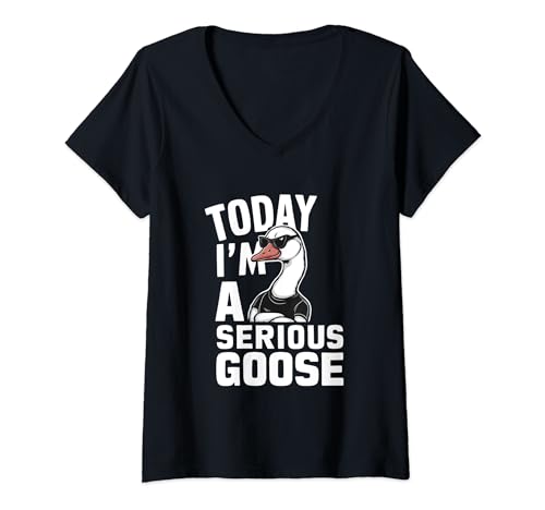 Damen Today I'm A Serious Goose, lustige Männer, Frauen, Kinder T-Shirt mit V-Ausschnitt von Today I'm A Serious Goose