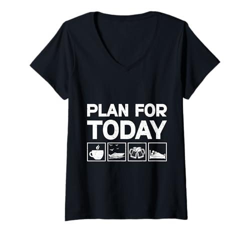 Damen Today's Plan Funny Boating Daily Routine T-Shirt mit V-Ausschnitt von Today's Plan Funny Gift Apparel