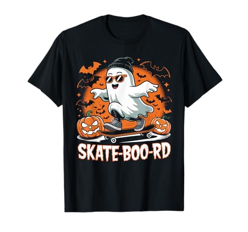 Gruseliger Geist Halloween Jungen Kleinkind Kinder Halloween Kostüm T-Shirt von Toddler Boy Halloween Shirt Kids Retro Skateboard