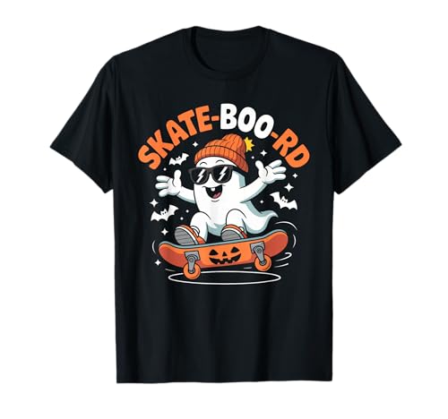 Gruseliger Geist Halloween Jungen Kleinkind Kinder Halloween Kostüm T-Shirt von Toddler Boy Halloween Shirt Kids Retro Skateboard