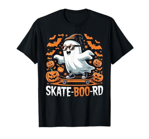 Gruseliger Geist Halloween Jungen Kleinkind Kinder Halloween Kostüm T-Shirt von Toddler Boy Halloween Shirt Kids Retro Skateboard