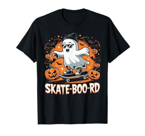 Gruseliger Geist Halloween Jungen Kleinkind Kinder Halloween Kostüm T-Shirt von Toddler Boy Halloween Shirt Kids Retro Skateboard