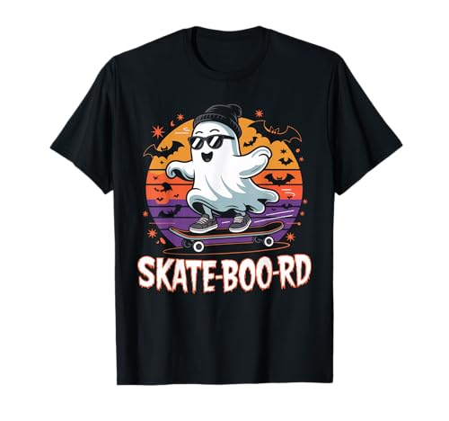 Gruseliger Geist Halloween Jungen Kleinkind Kinder Halloween Kostüm T-Shirt von Toddler Boy Halloween Shirt Kids Retro Skateboard