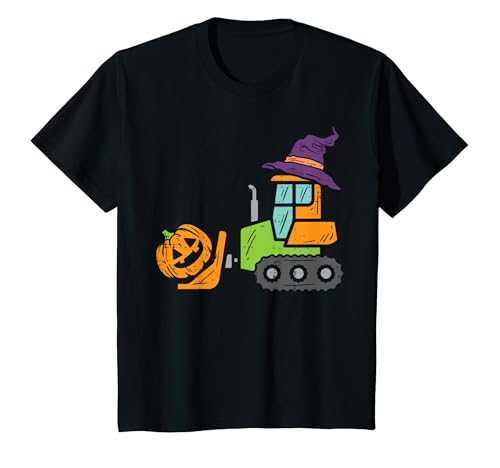 Kinder Bulldozer Kürbis Truck Graben Kleinkind Jungen Halloween Kinder T-Shirt von Toddler Boy Halloween Shirts For Boys Kids