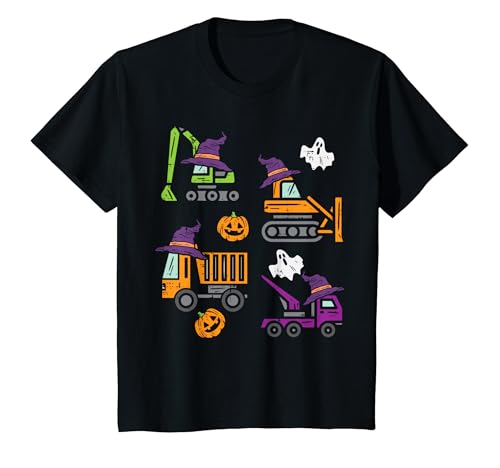 Kinder Halloween-Baufahrzeuge, LKWs, Kleinkind, Jungen, Kinder T-Shirt von Toddler Boy Halloween Shirts For Boys Kids