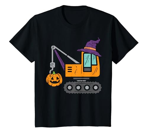 Kinder Kranich Truck Kürbis Kleinkind Baby Jungen Halloween Kinder T-Shirt von Toddler Boy Halloween Shirts For Boys Kids