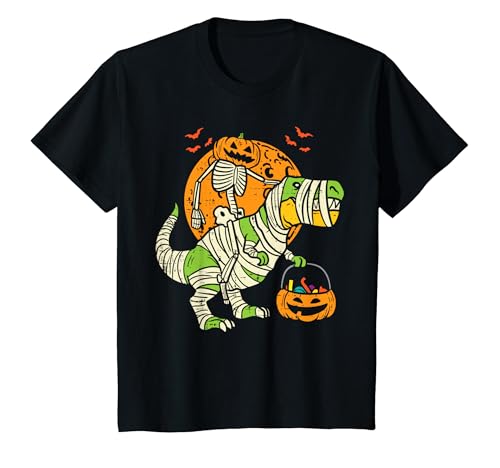 Kinder Kürbis-Skelett auf Trex lustiger Halloween-Dinosaurier für Jungen und Kinder T-Shirt von Toddler Boy Halloween Shirts For Boys Kids