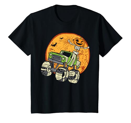 Kinder Skelett Kürbis Monster Truck Halloween Kleinkind Jungen Kinder T-Shirt von Toddler Boy Halloween Shirts For Boys Kids