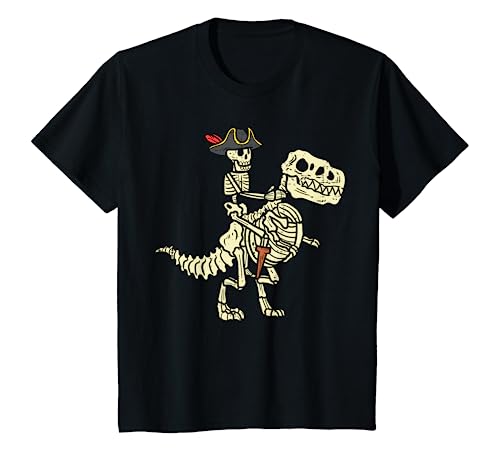 Kinder Skelett Pirat auf Trex Halloween Dinosaurier Kleinkind Jungen Kinder T-Shirt von Toddler Boy Halloween Shirts For Boys Kids