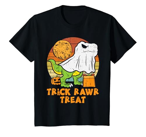 Kinder Trick Rawr Treat Ghost Dino Trex Kleinkind Jungen Halloween Kinder T-Shirt von Toddler Boy Halloween Shirts For Boys Kids