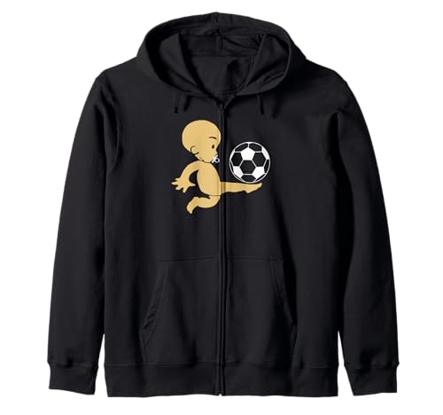 Lustiges Fußball Baby Cartoon mit Schnuller Kick Kapuzenjacke von Toddler Fußball Spaß Familien Humor Kick Fan